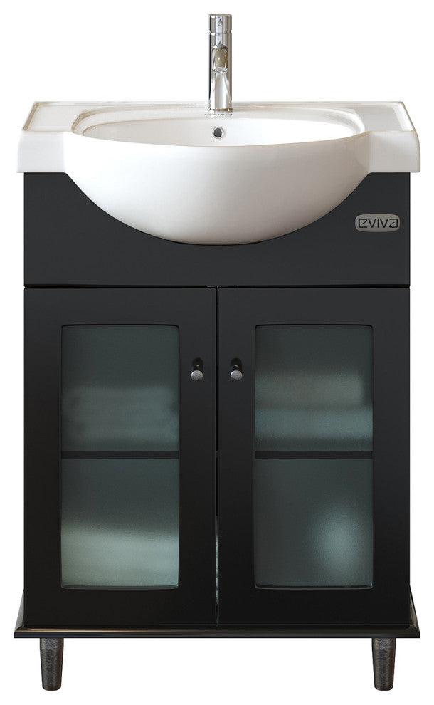 Eviva Tux 30" Espresso Transitional Bathroom Vanity Integrated Porcelain Sink