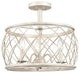 Farmhouse 3-Light Drum Semi Flush Mount Ceiling Light, Beige