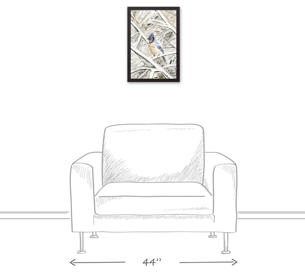 Winter Blue Jay 12x18 Black Framed Canvas