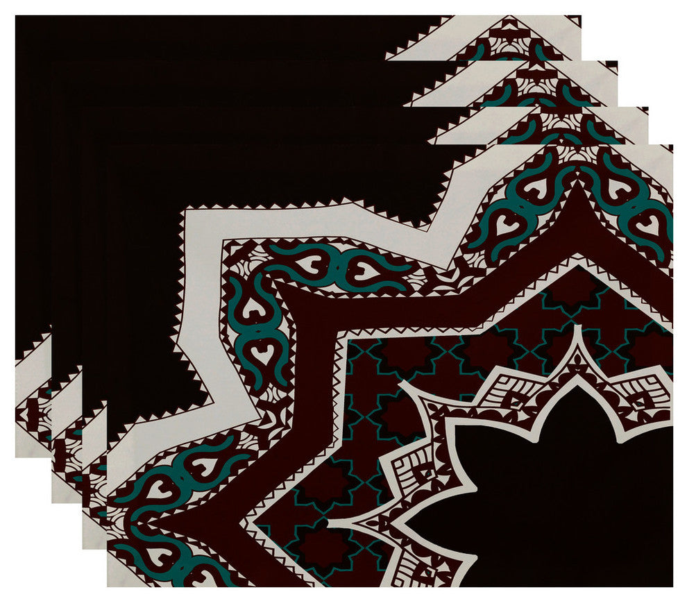 Rising Star Geometric Print Placemat, Set of 4, Brown