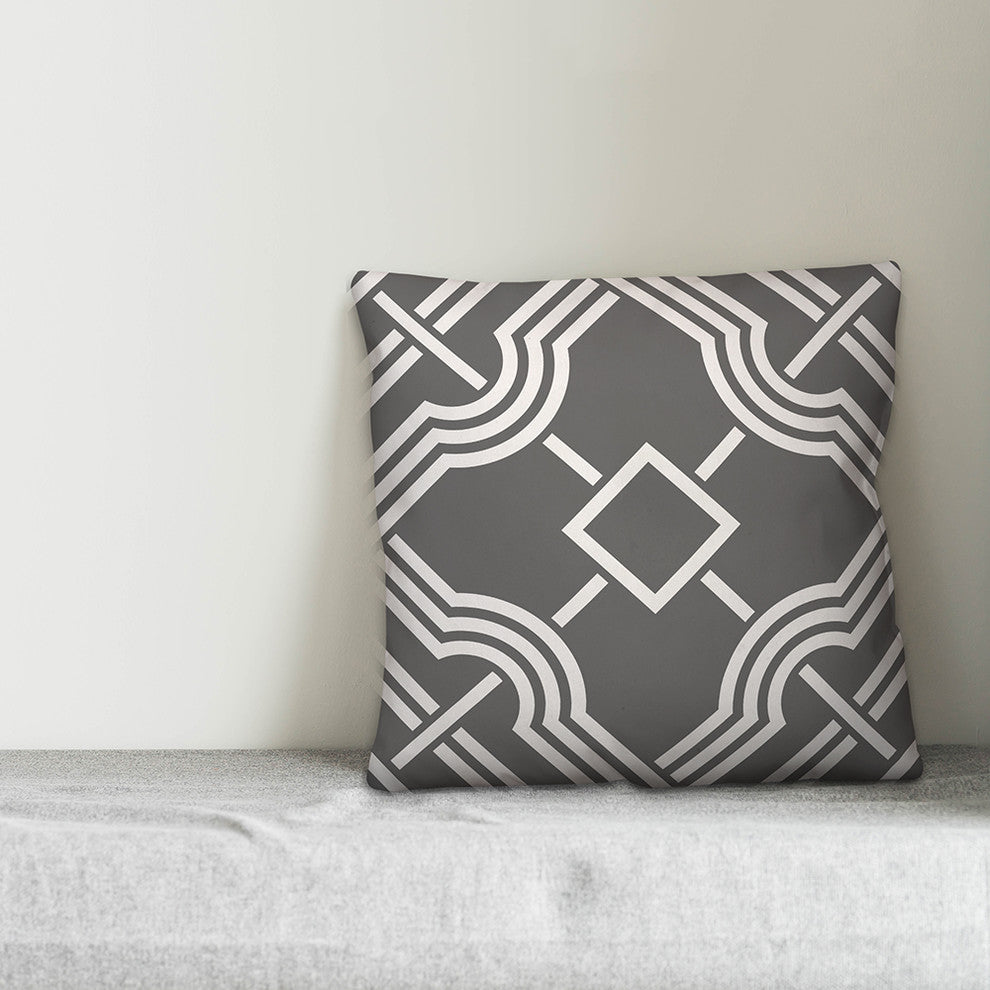 Gray and White Line Pattern Throw Pillow