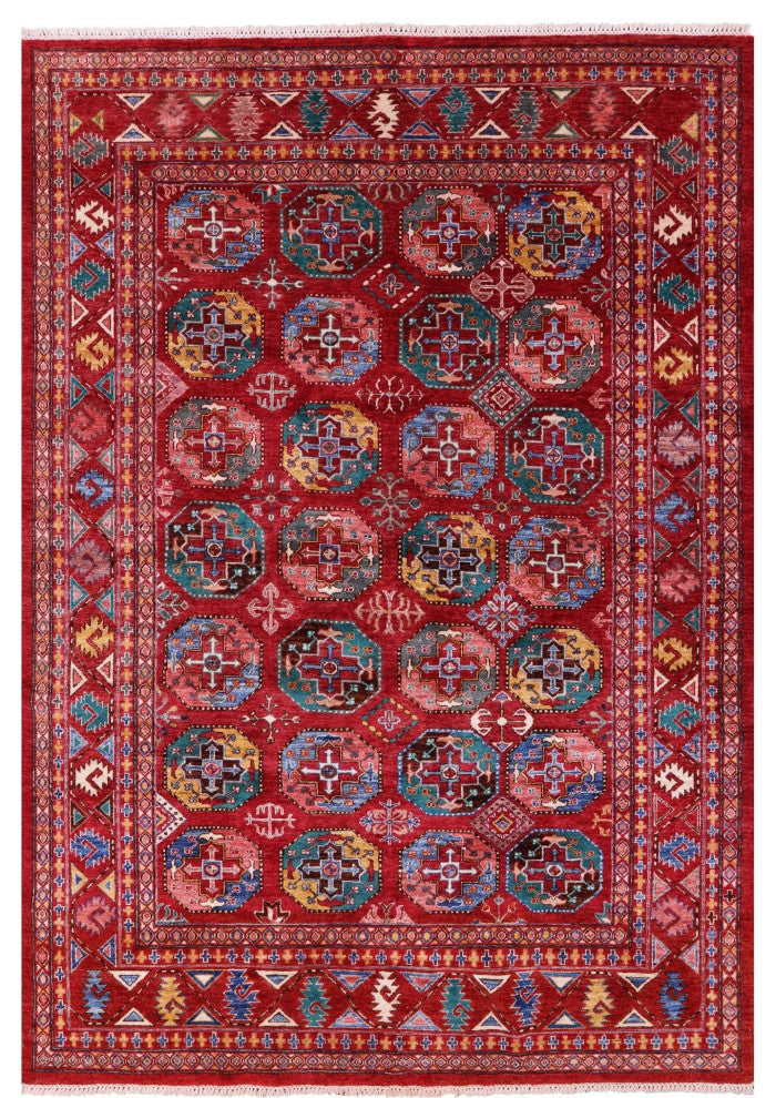 6' 6" X 9' 5" Hand-Knotted Bokhara Wool Rug Q11266
