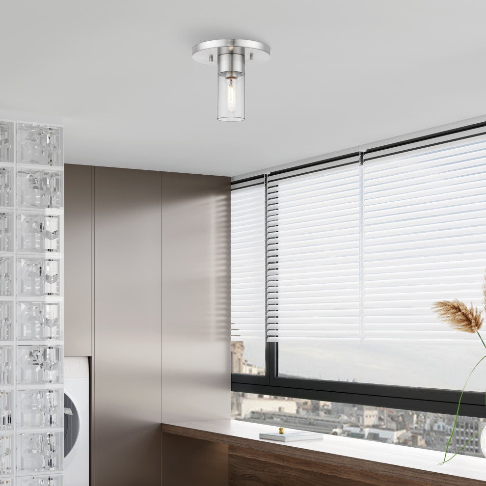 Carson 1 Light Brushed Nickel Flush Mount