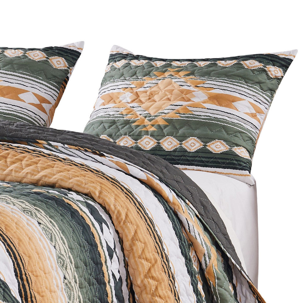 Benzara BM293496 King Size Pillow Sham, Southwest Yellow Stripes, Zipper