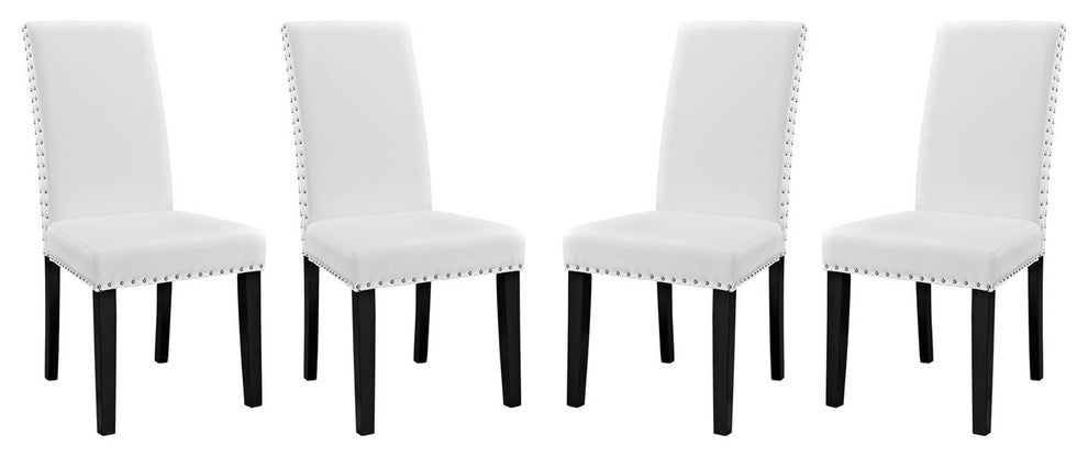 Parcel Dining Side Chair Vinyl Set of 4, White