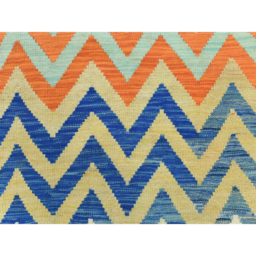 Colorful, Afghan Kilim Flat Weave, Organic Wool Hand Woven Rug, 6'6"x9'3"