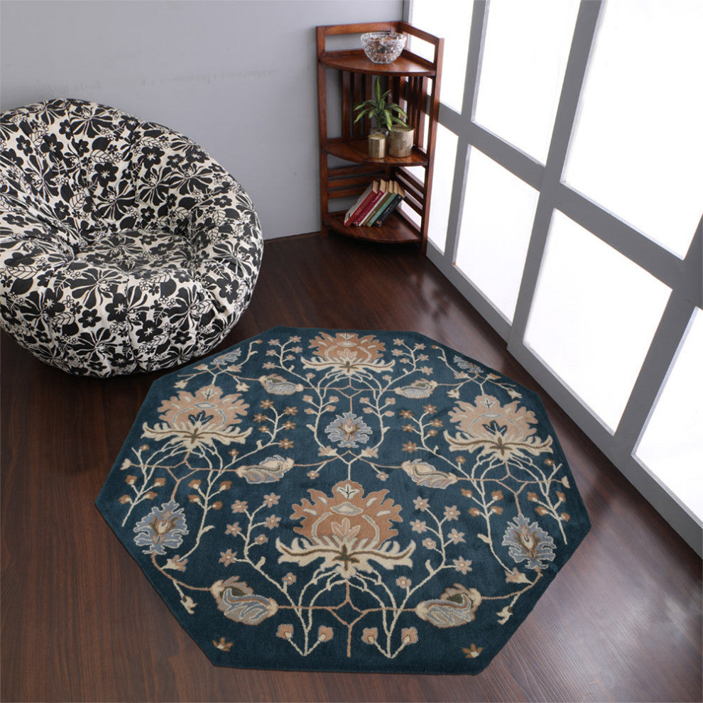 HAND TUFTED WOOL ECO-FRIENDLY AREA RUGS ECO-FRIENDLY AREA RUGS -  Blue, Floral