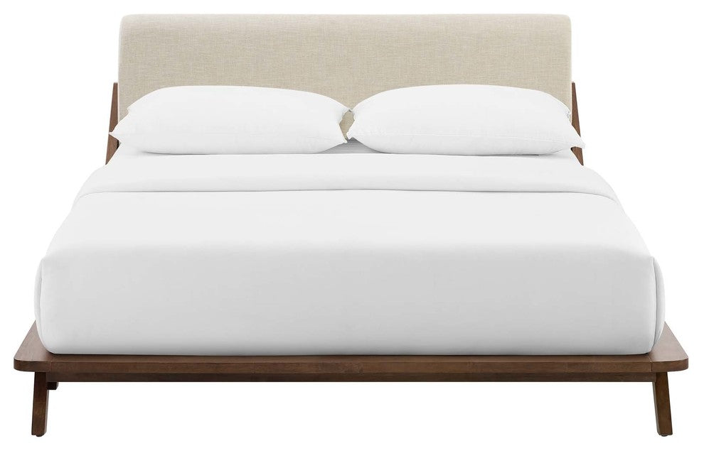 Luella Queen Upholstered Fabric Platform Bed, Cappuccino Beige