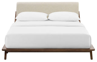 Luella Queen Upholstered Fabric Platform Bed, Cappuccino Beige