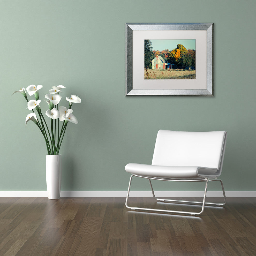 PIPA Fine Art 'Patriotic Barn in Field' Matted Framed Art, 20x16