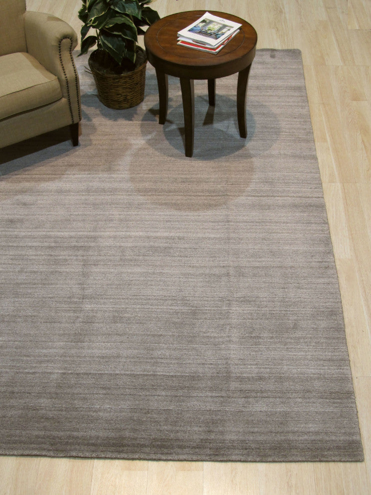 Brown/Gray Solid Handmade Urban Rug, 9'x12'