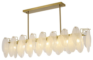 8-Light Brass Chandelier With Frosted Glass