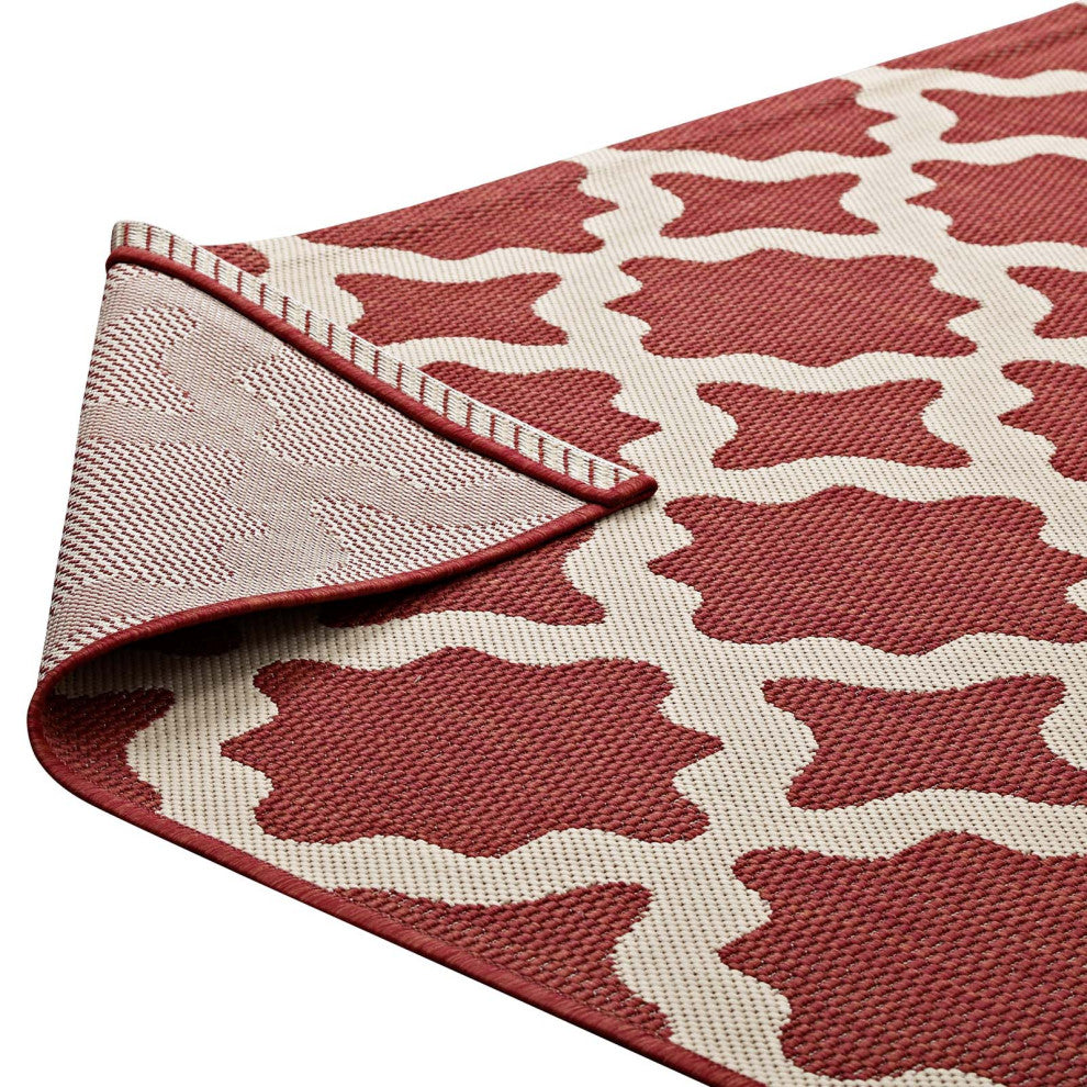 Area Rug Floor Carpet, Indoor Outdoor, Moroccan, Rectangular, 9x12, Red Beige