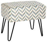 Arusha Jacquard Chenille Ottomans, Light Blue, 19"x13"x7"