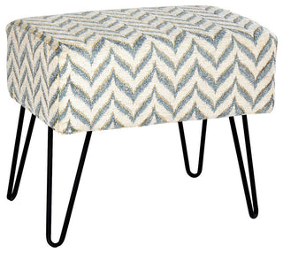 Arusha Jacquard Chenille Ottomans, Light Blue, 19"x13"x7"