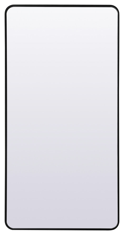 Soft Corner Metal Rectangle Full Length Mirror 30X60 Inch, Black