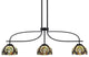 Cavella 3 Light Island Light, Matte Black Finish, 7" Ivory Cypress Art Glass