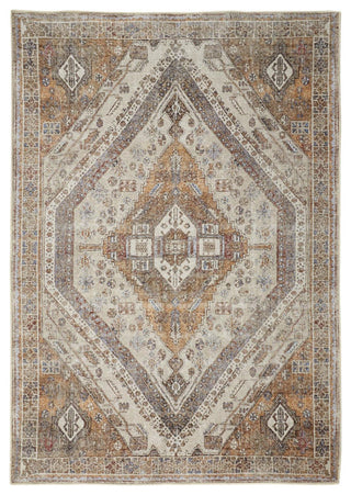 Weave & Wander Prescott Transitional Medallion, Ivory/Orange/Brown, 9'2"x12'