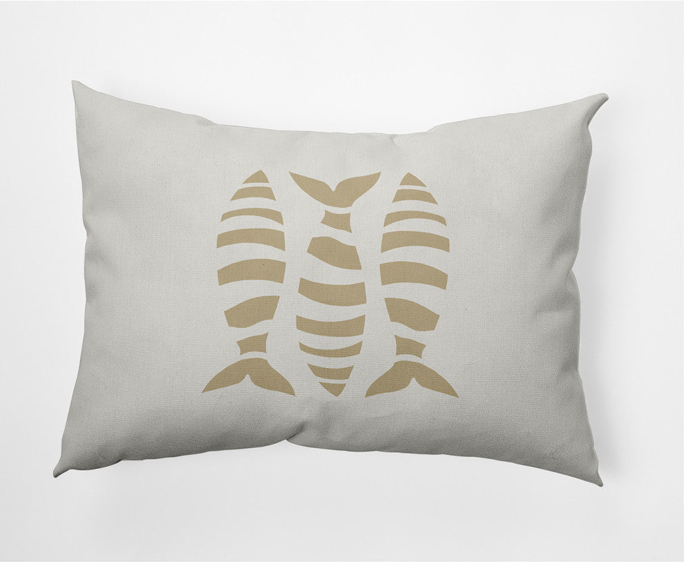 14x20" Puzzle Fish Nautical Decorative Indoor Pillow, Taupe