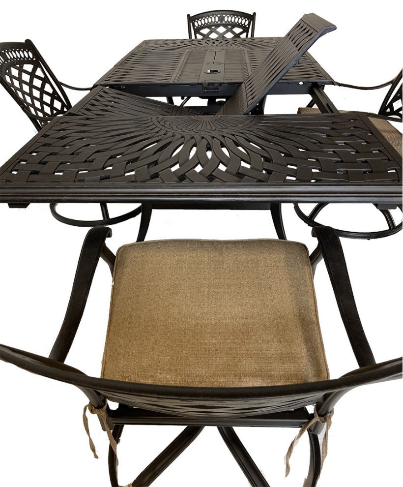7 piece outdoor dining set expandable patio table.
