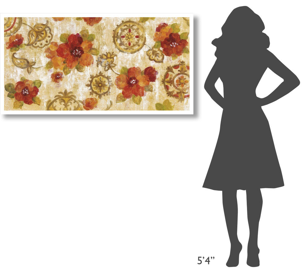 "Hibiscus and Mandala" Digital Paper Print by Silvia Vassileva, 50"x26"