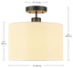 Jonas 1-Light Matte Black Flush Mount Ceiling Light with Beige Linen Shade