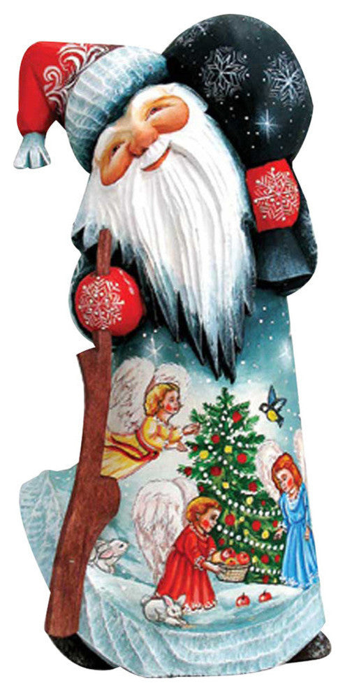Midnight Tree Dancing Santa, Woodcarved Figurine