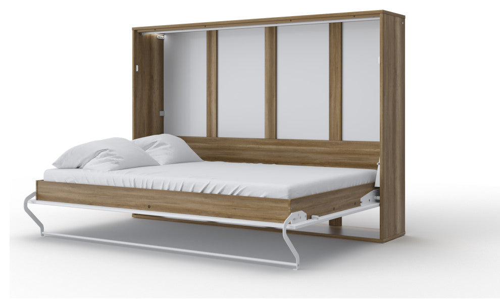 Invento Horizontal Wall Bed, 55.1 x 78.7 inch, Oak Country/White