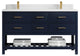 Parker 60 Double Sink Bathroom Vanity in Navy Blue  1.5" White Quartz