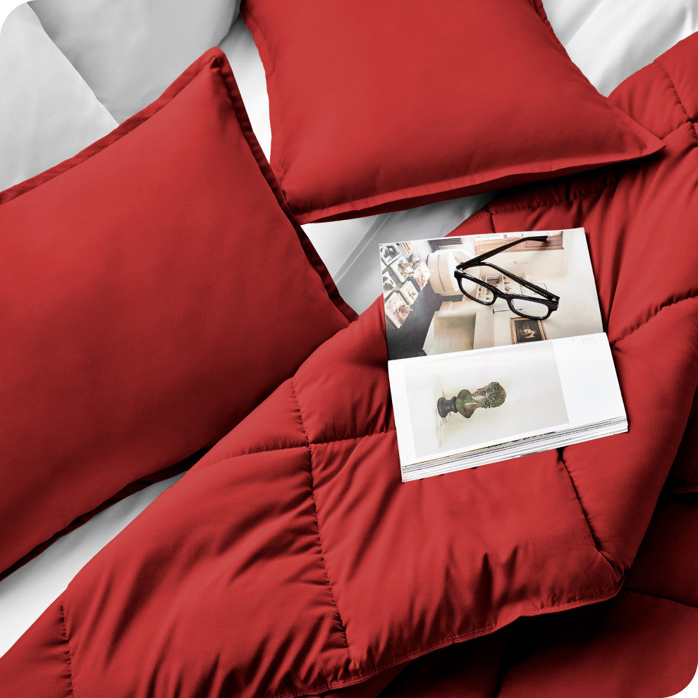 Bare Home Down Alternative Comforter Set, Red, Queen