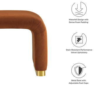 Koda Performance Velvet Waterfall Stool - Brass Rust
