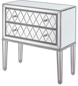 Nightstand 2 Drawers 34" W X 16" D X 34" H, Antique Silver Paint