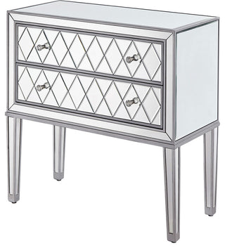 Nightstand 2 Drawers 34" W X 16" D X 34" H, Antique Silver Paint