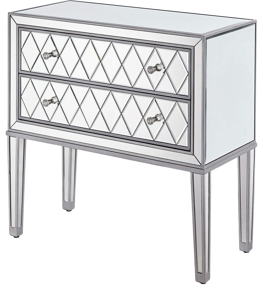 Nightstand 2 Drawers 34" W X 16" D X 34" H, Antique Silver Paint