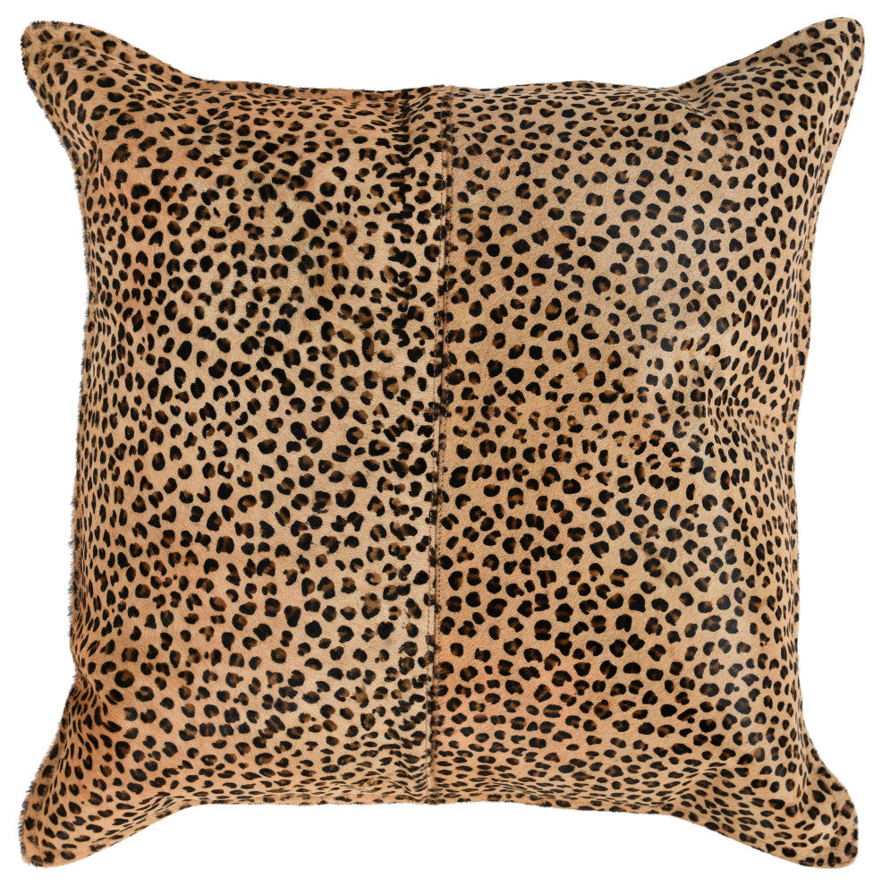 Leopard 100% Cow Hide 20" Throw Pillow in Animal Print by Kosas Home