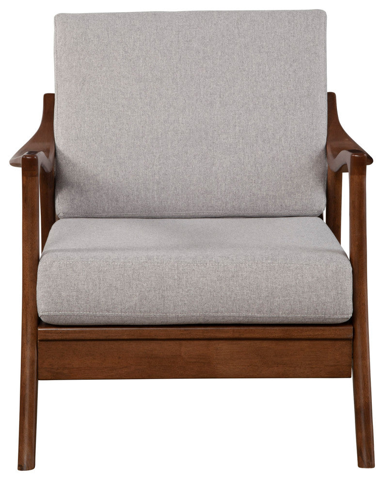 Alpine Furniture Slate Wood Lounge Chair with Removable Cushions in Brown-Gray