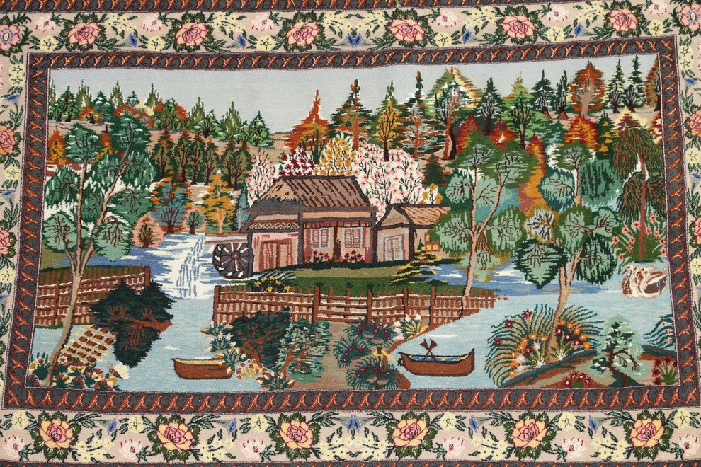 Isfahan Traditional Novelty Wool Handmade Persian Oriental Area Rug, 3'6"X5'3"