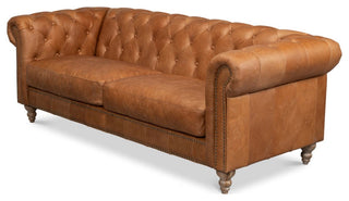 Chesterfield Kingston Sofa Tan Leather 2 Cushions