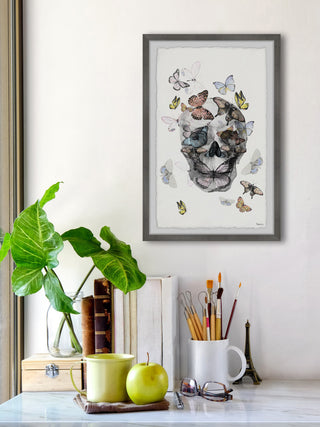 "Butterfly Skull Paradise" Framed Painting Print, 24"x36"