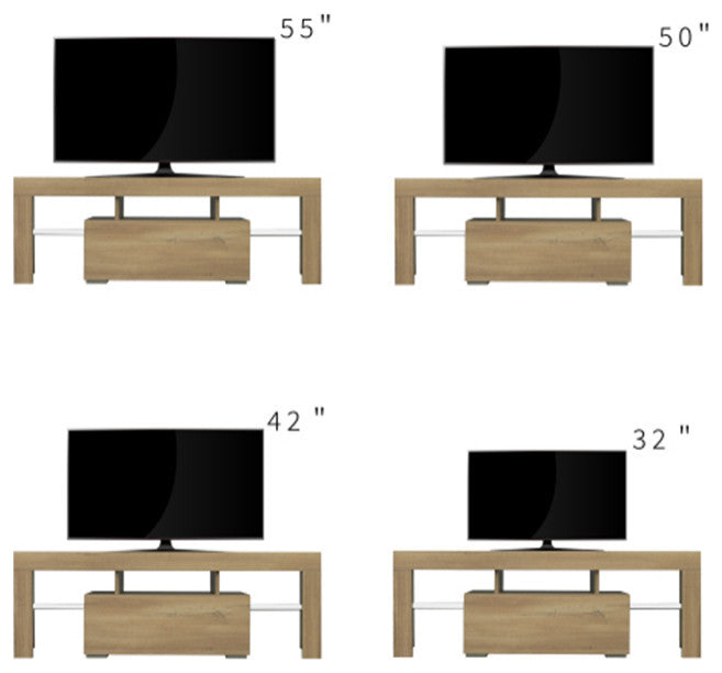 Walnut TV Stand with LED RGB Lights Flat Screen Particle Board TV Cabinet