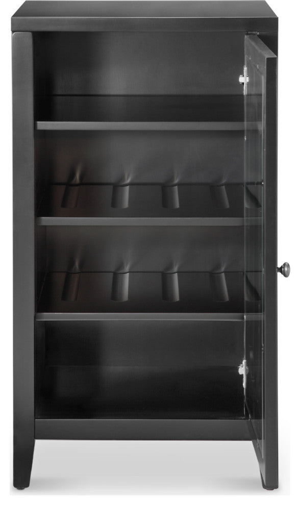 18" X 16" X 33" Black Accent And Wine Cabinet