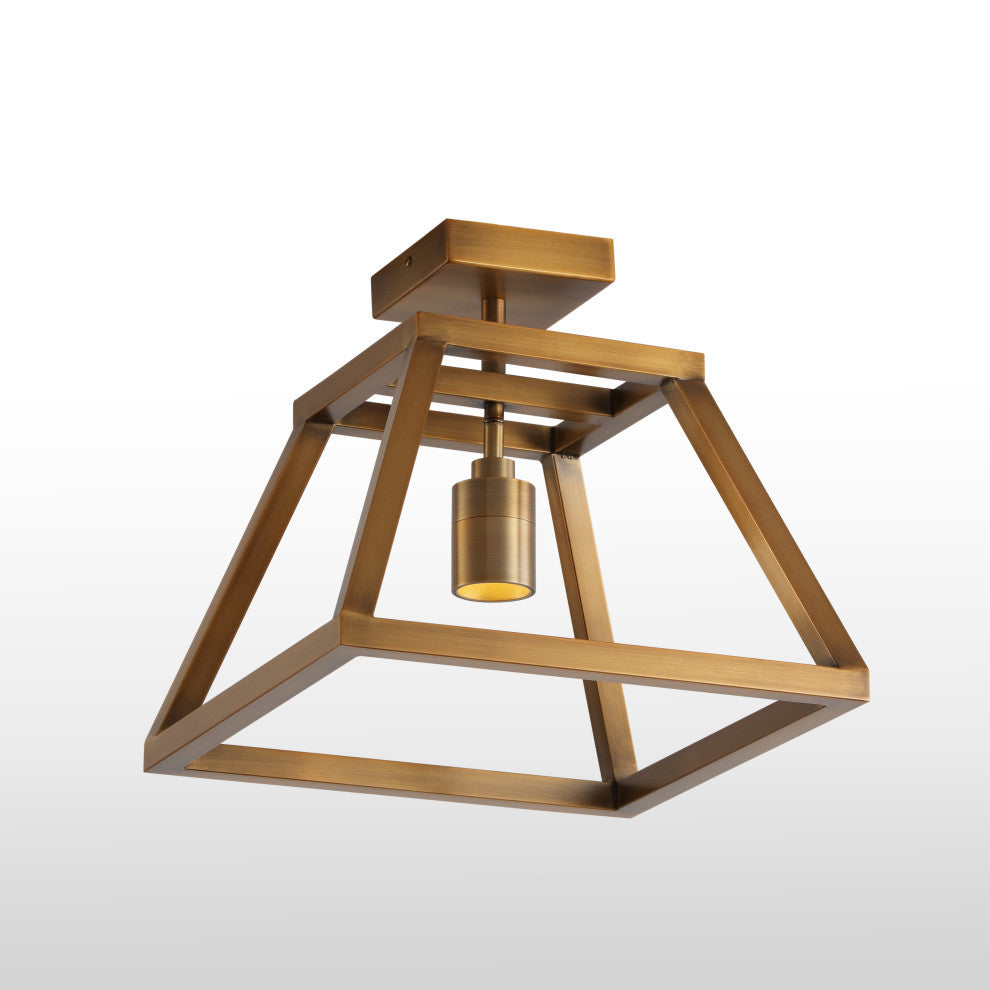 VidaLite Shura Cage, 1 Light Flush Mount, Brushed Brass