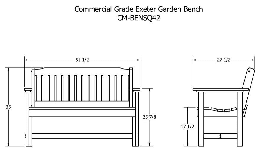The Sequoia Professional Commercial Grade Exeter 4' Garden Bench, Federal Blue