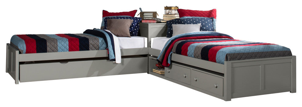 Hillsdale Pulse Wood Twin L-Shaped Bed With Storage and Trundle