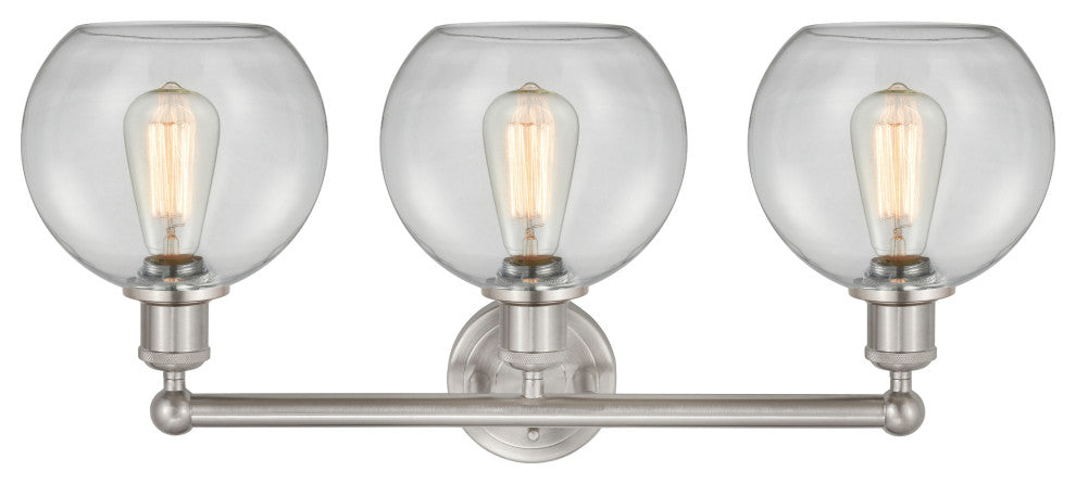Athens 3-Light 26" Bath Vanity Light, Satin Nickel, Clear