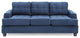 Sandridge 79 in. W Flared Arm Microfiber Straight Sofa, Navy Blue