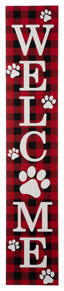 42"H Wooden Plaid Pet "WELCOME" Porch Sign