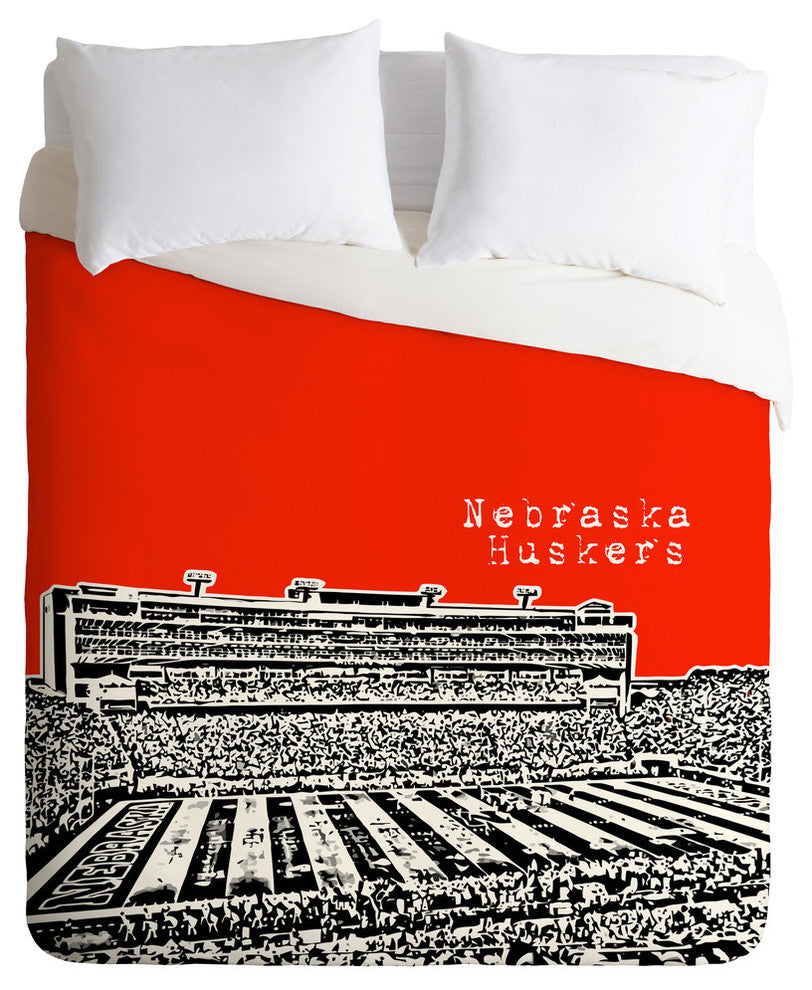 Deny Designs Bird Ave Nebraska Huskers Red Duvet Cover - Lightweight
