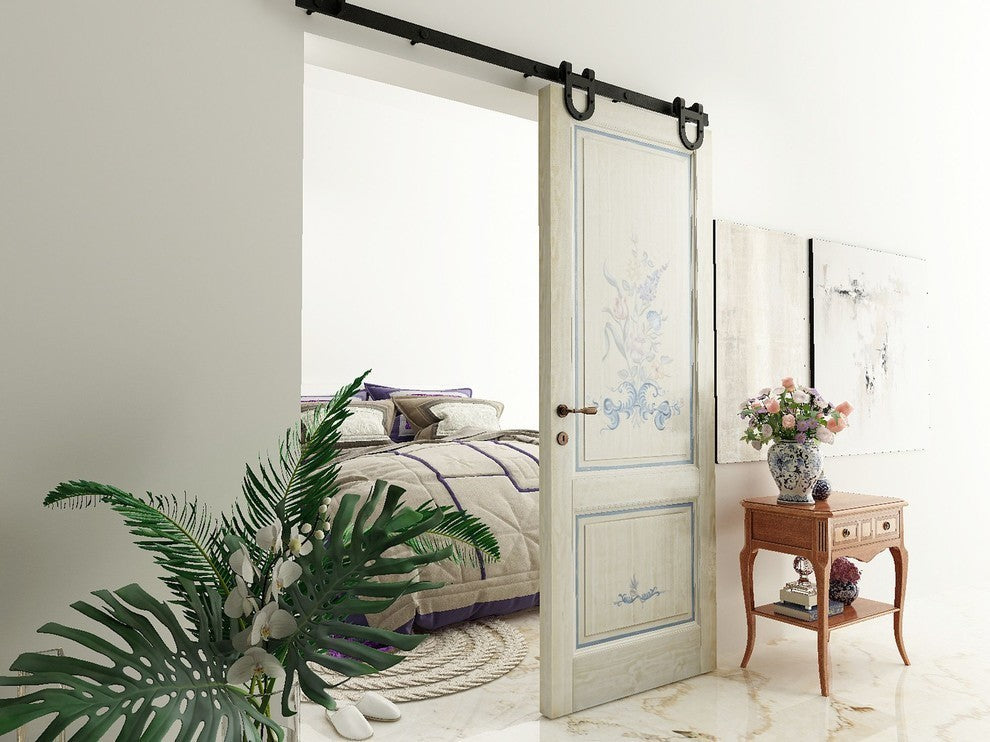 Single Sliding Barn Door Hardware Kit, Horseshoe Design
