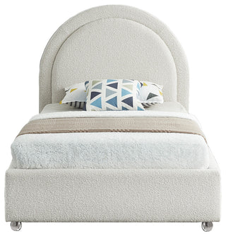 Milo Velvet Upholstered Bed, Cream, Twin